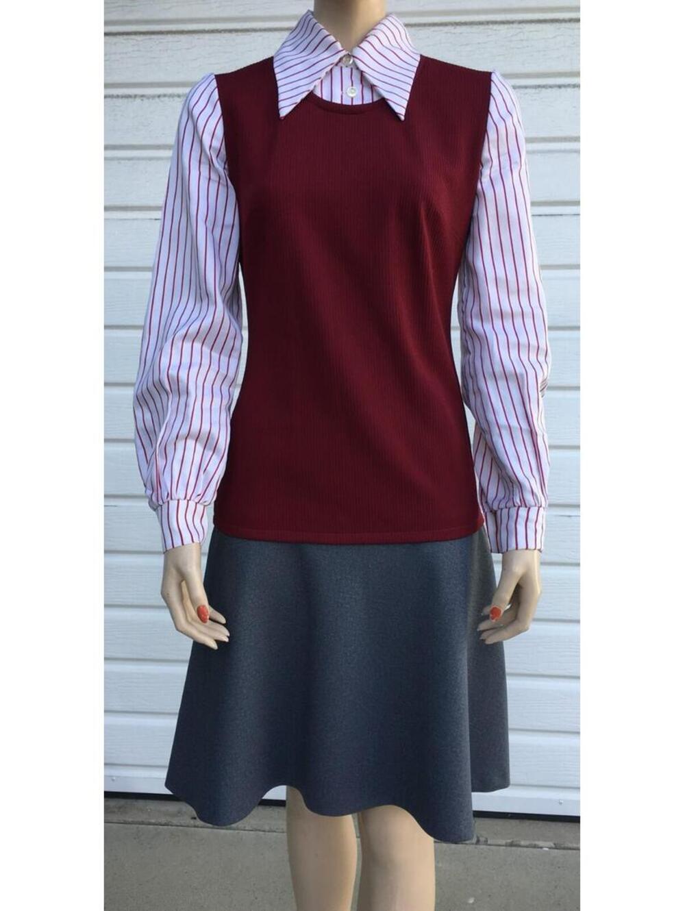 VTG 70s 1970's Plaza South Secretary Dress sz 8 Dagger Collar